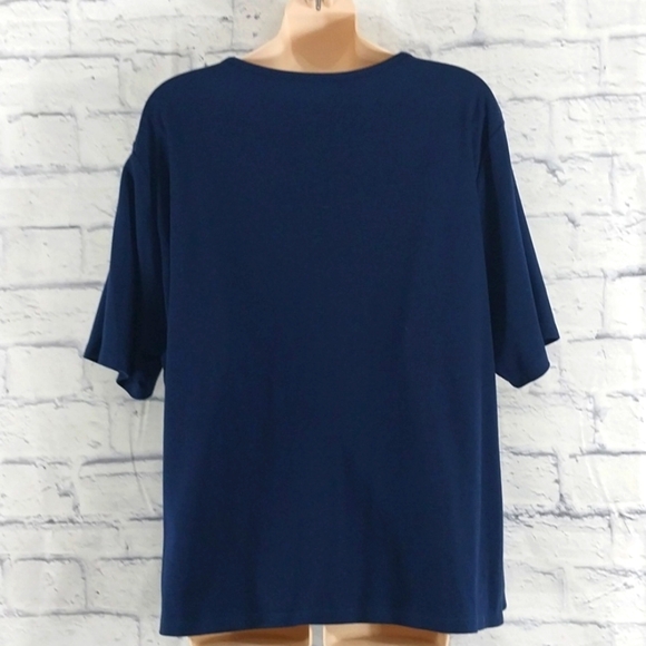 Cali and York Top Blue Knit Short Sleeve Sz 2X - Picture 3 of 4